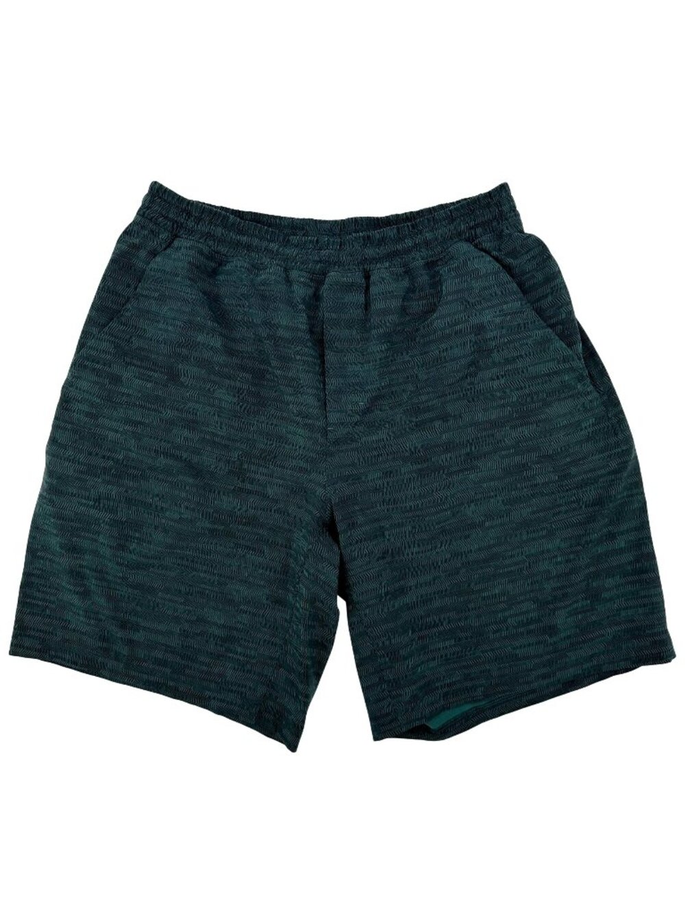 Lululemon Mens Green Patterned Drawstring & Pockets Athletic Shorts Size L